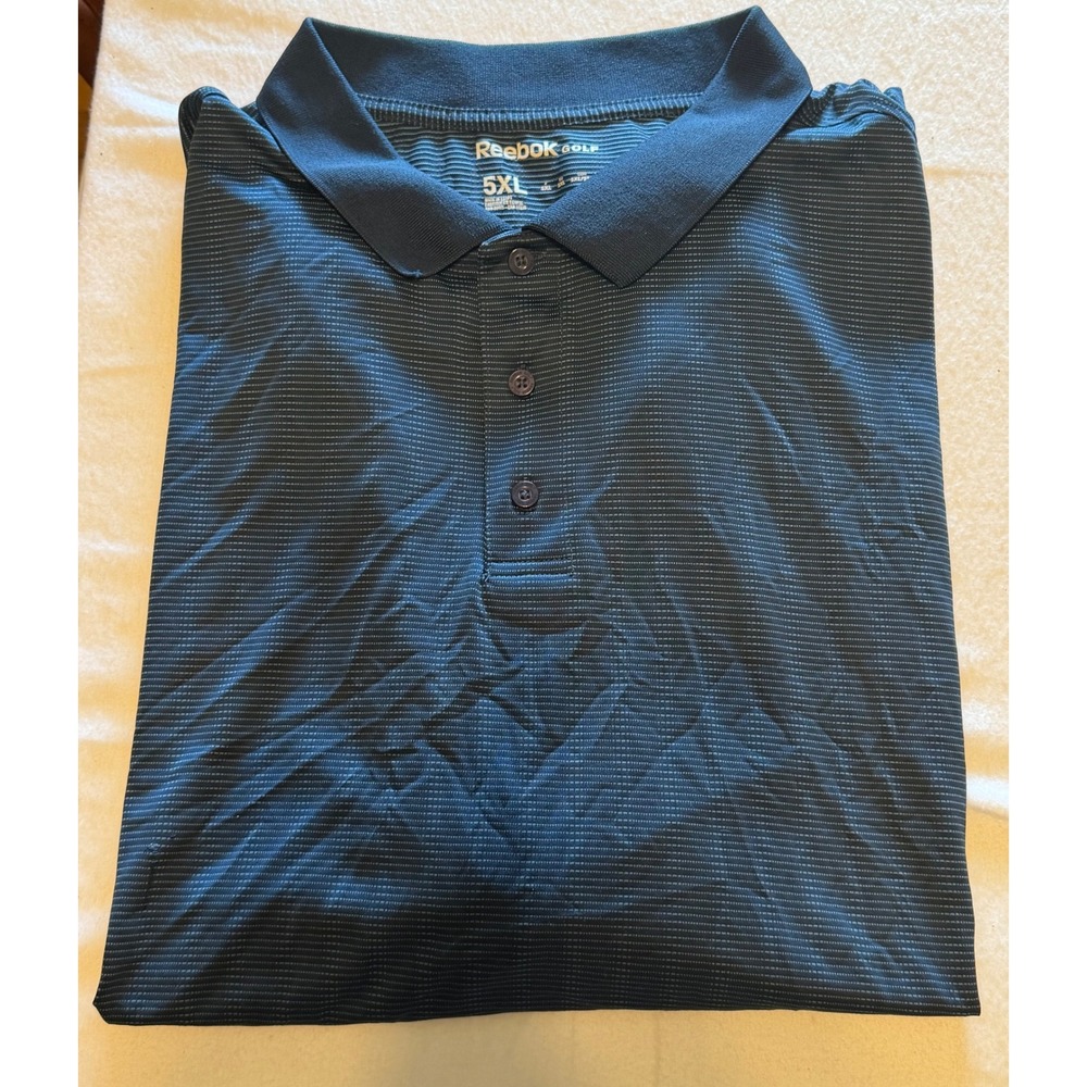 Reebok Golf Mens 5XL Polo Shirt Navy Blue Micro Stripe Short Sleeve Performance